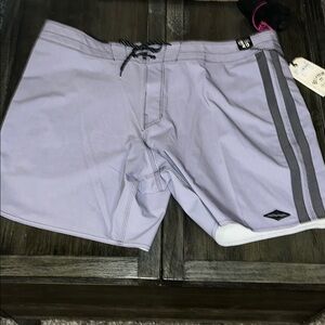 Billabong purple ash gray stripe  Board Shorts with Drawstring Waist